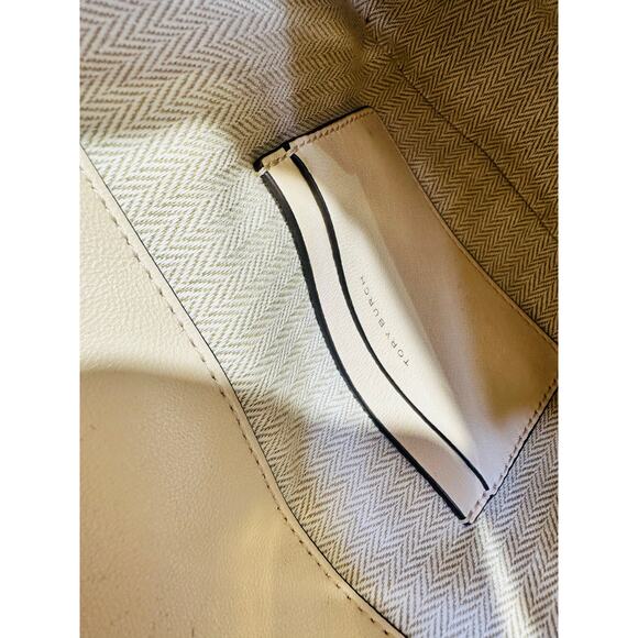 TORY BURCH Neutral White Leather Gold Chain Link Handle Shoulder Strap Bag Purse - Picture 14 of 14